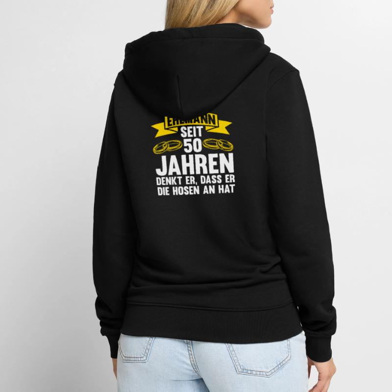 50 Jahre Ehe Ehemann Ehepaar Geschenk Unisex Premium Bio Zip Hoodie