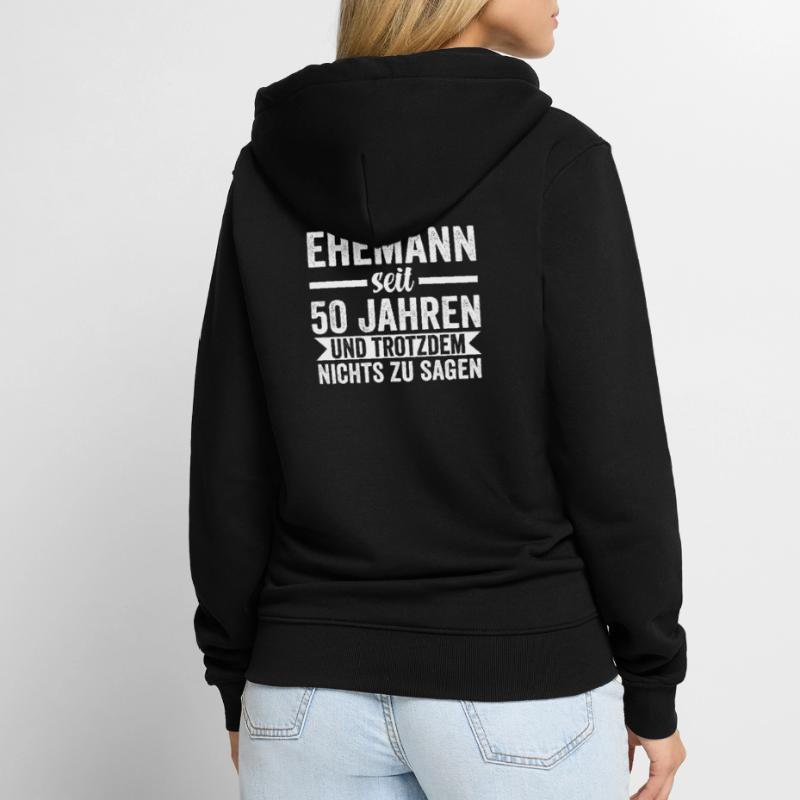 50 Jahre Ehe Ehemann Ehepaar Geschenk Unisex Premium Bio Zip Hoodie