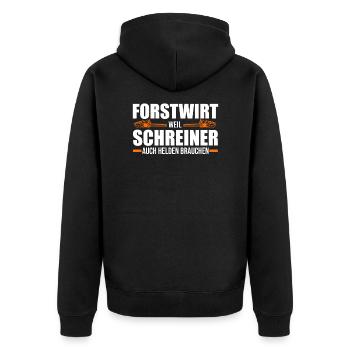 Forstwirt Baumpfleger Holzfäller Geschenk - Unisex Premium Bio Zip Hoodie - Schwarz - Hinten - Nico (187cm)