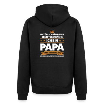 Papa Kinder Eltern Geschenk - Unisex Premium Bio Zip Hoodie - Schwarz - Hinten - Nico (187cm)