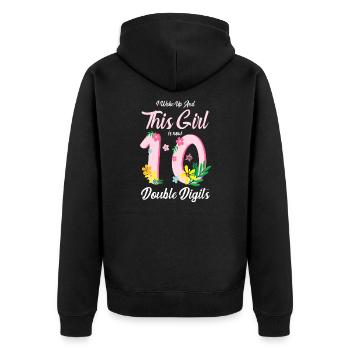 10. Geburtstag 10 Jahre Mädchen Geburtstag - Unisex Premium Bio Zip Hoodie - Schwarz - Hinten - Nico (187cm)
