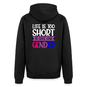 Bisexuelle Bisexuelle Flagge LGBT - Unisex Premium Bio Zip Hoodie - Schwarz - Hinten - Nico (187cm)