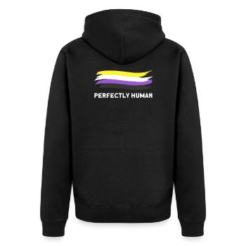 Non-binary Csd non-binary flag gift - Unisex Premium Organic Zip Hoodie - black - Back - Nico (187cm)
