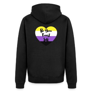 Cadeau LGBTQ non binaire non binaire drapeau non binaire - Veste à capuche bio Premium Unisexe - noir - Dos - Nico (187cm)