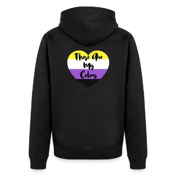 Non-binary non-binary flag LGBTQ gift - Unisex Premium Organic Zip Hoodie - black - Back - Nico (187cm)
