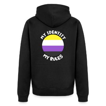 Cadeau LGBTQ non binaire non binaire drapeau non binaire - Veste à capuche bio Premium Unisexe - noir - Dos - Nico (187cm)
