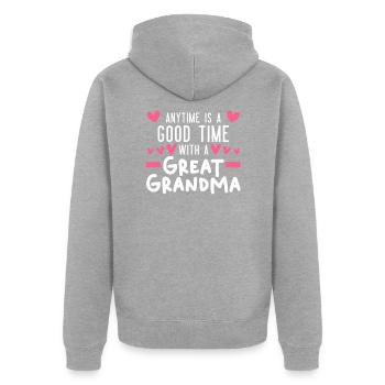 Urgroßmutter Urgroßmutter Familiengeschenk - Unisex Premium Bio Zip Hoodie - Grau meliert - Hinten - Nico (187cm)