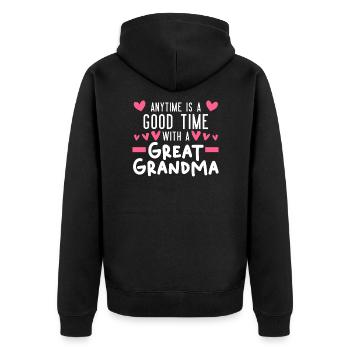 Great-grandmother Great-grandmother Family gift - Unisex Premium Organic Zip Hoodie - black - Back - Nico (187cm)