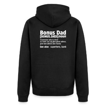Stiefvater Bonus Papa Vater Geschenk - Unisex Premium Bio Zip Hoodie - Schwarz - Hinten - Nico (187cm)