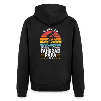 Fahrrad Papa Radfahren Geschenk - Unisex Premium Bio Zip Hoodie - Schwarz - Hinten - Nico (187cm)