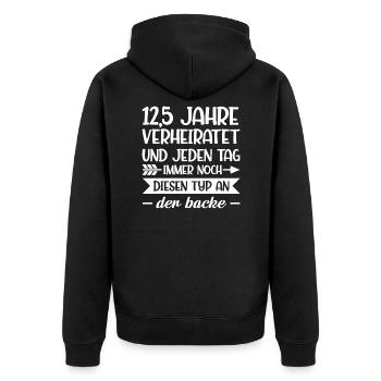 12,5 Jahre Ehe Ehefrau Petersilienhochzeit - Unisex Premium Bio Zip Hoodie - Schwarz - Hinten - Nico (187cm)
