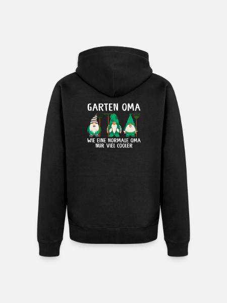 Garten Oma Zwerge Großmutter Geschenk - Unisex Premium Bio Zip Hoodie - Schwarz