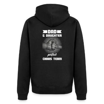 Vater & Tochter Vater & Tochter Familiengeschenk - Unisex Premium Bio Zip Hoodie - Schwarz - Hinten - Nico (187cm)