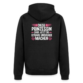 Führerschein Fahrschule Fahrschüler Geschenk - Unisex Premium Bio Zip Hoodie - Schwarz - Hinten - Nico (187cm)