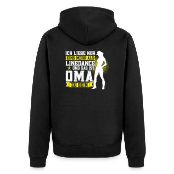 Linedance Oma Großmutter Geschenk - Unisex Premium Bio Zip Hoodie - Schwarz - Hinten - Nico (187cm)