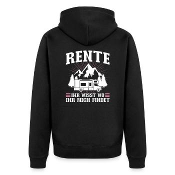 Camping Rente Campen Geschenk - Unisex Premium Bio Zip Hoodie - Schwarz - Hinten - Nico (187cm)