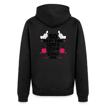 Stricken Oma Stricknadeln Geschenk - Unisex Premium Bio Zip Hoodie - Schwarz - Hinten - Nico (187cm)