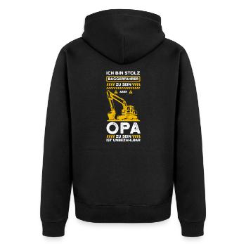 Bagger Opa Baggerfahrer Geschenk - Unisex Premium Bio Zip Hoodie - Schwarz - Hinten - Nico (187cm)