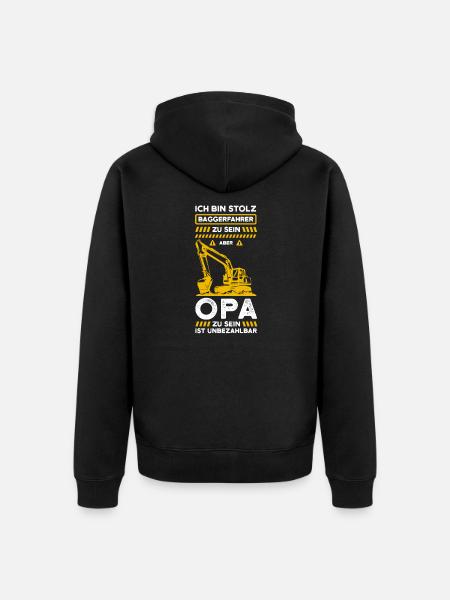 Bagger Opa Baggerfahrer Geschenk - Unisex Premium Bio Zip Hoodie - Schwarz