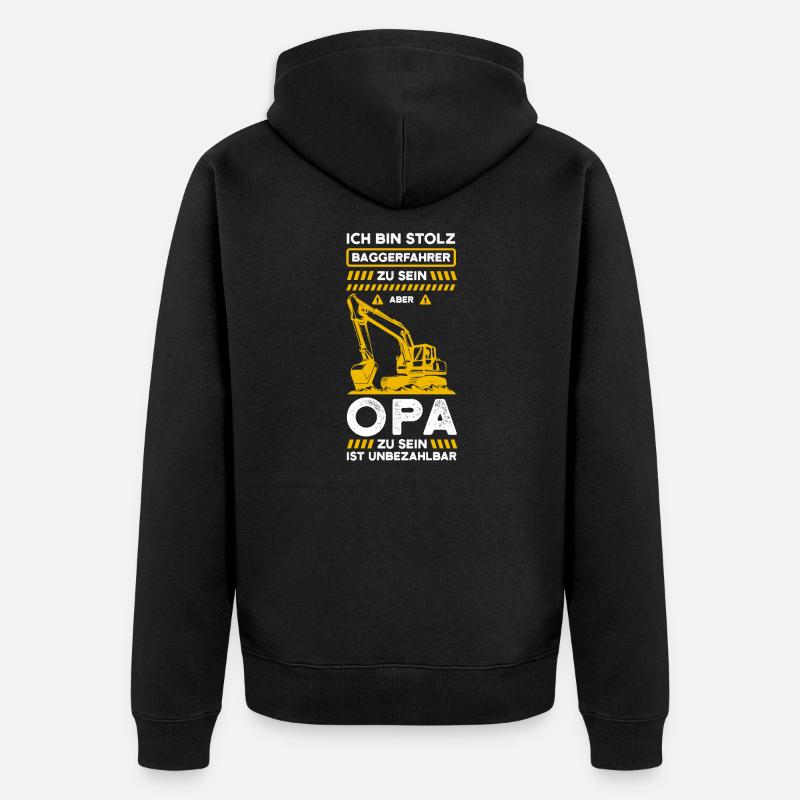Bagger Opa Baggerfahrer Geschenk - Unisex Premium Bio Zip Hoodie - Schwarz