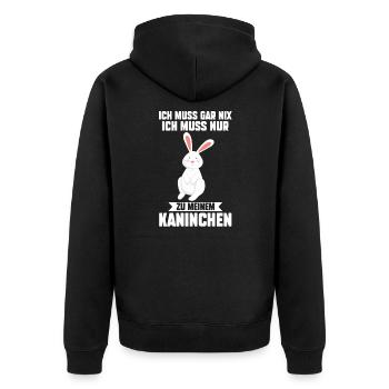Kaninchen Haustier Zwergkaninchen Geschenk - Unisex Premium Bio Zip Hoodie - Schwarz - Hinten - Nico (187cm)