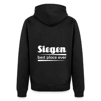 Siegen - Stadt best place ever - Unisex Premium Bio Zip Hoodie - Schwarz - Hinten - Nico (187cm)