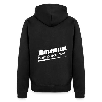 Ilmenau - Stadt best place ever - Unisex Premium Bio Zip Hoodie - Schwarz - Hinten - Nico (187cm)