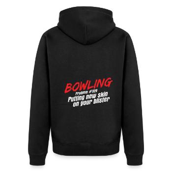 Bowling - Unisex Premium Bio Zip Hoodie - Schwarz - Hinten - Nico (187cm)