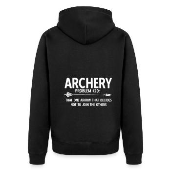 Bogenschießen Archery - Unisex Premium Bio Zip Hoodie - Schwarz - Hinten - Nico (187cm)