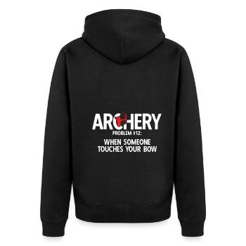 Bogenschießen Archery - Unisex Premium Bio Zip Hoodie - Schwarz - Hinten - Nico (187cm)