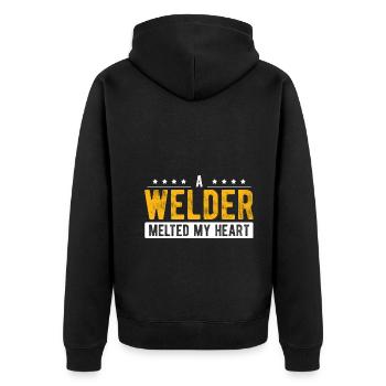 Schweißen Für Schweißer - Unisex Premium Bio Zip Hoodie - Schwarz - Hinten - Nico (187cm)