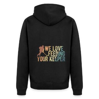 Eishockey - Unisex Premium Bio Zip Hoodie - Schwarz - Hinten - Nico (187cm)
