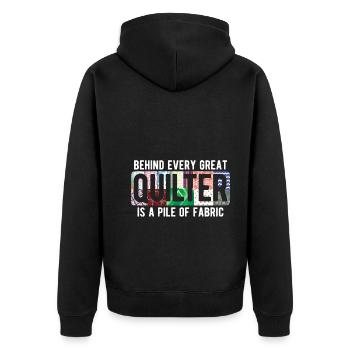 Quilten von Tagesdecken - Unisex Premium Bio Zip Hoodie - Schwarz - Hinten - Nico (187cm)