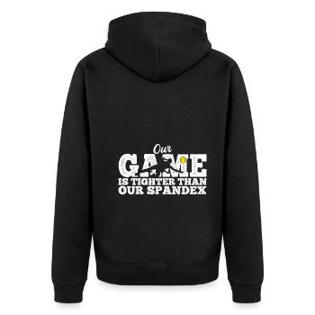 Volleyballer Spruch Für Volleyballspiel Volleyball - Unisex Premium Bio Zip Hoodie - Schwarz - Hinten - Nico (187cm)