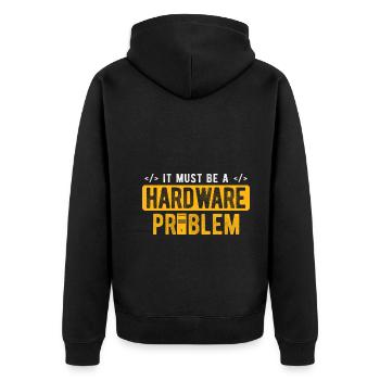 Software Ingenieur Informatiker Programmierer - Unisex Premium Bio Zip Hoodie - Schwarz - Hinten - Nico (187cm)