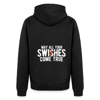 Basketball - Unisex Premium Bio Zip Hoodie - Schwarz - Hinten - Nico (187cm)