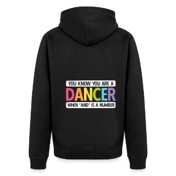 Breakdancing Tanzen für Tänzer - Unisex Premium Bio Zip Hoodie - Schwarz - Hinten - Nico (187cm)