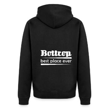 Bottrop - Stadt best place ever - Unisex Premium Bio Zip Hoodie - Schwarz - Hinten - Nico (187cm)