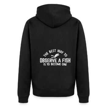 Apnoetaucher Freitaucher Taucher - Unisex Premium Bio Zip Hoodie - Schwarz - Hinten - Nico (187cm)