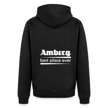 Amberg - Stadt best place ever - Unisex Premium Bio Zip Hoodie - Schwarz - Hinten - Nico (187cm)