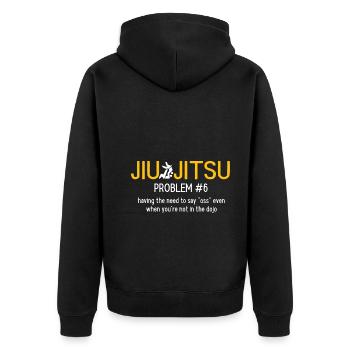 BJJ Jiu Jitsu - Unisex Premium Bio Zip Hoodie - Schwarz - Hinten - Nico (187cm)