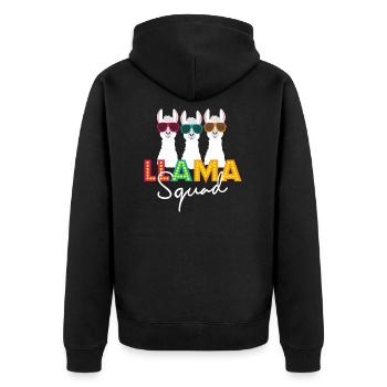 Llama Squad No-probllama Animal Lover Gift Idea - Unisex Premium Organic Zip Hoodie - black - Back - Nico (187cm)
