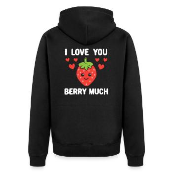 Liebe dich Berry viel Kleidung Geschenk für ihn sie - Unisex Premium Bio Zip Hoodie - Schwarz - Hinten - Nico (187cm)
