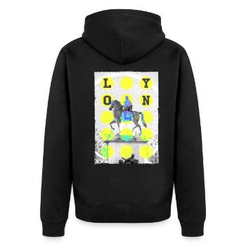 Lyon Frankreich Stadt Skyline Heimat Liebe - Unisex Premium Bio Zip Hoodie - Schwarz - Hinten - Nico (187cm)