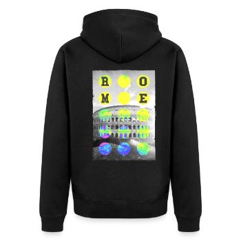 Rom Rome Italien Stadt Skyline Heimat Liebe Urlaub - Unisex Premium Bio Zip Hoodie - Schwarz - Hinten - Nico (187cm)