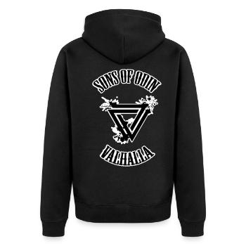 Sons of Odin Valhalla - Unisex Premium Bio Zip Hoodie - Schwarz - Hinten - Nico (187cm)