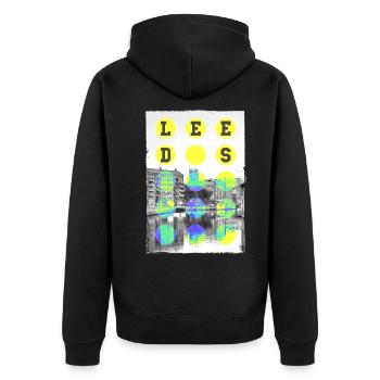 Leeds Angleterre Royaume-Uni City Skyline Home Love - Veste à capuche bio Premium Unisexe - noir - Dos - Nico (187cm)