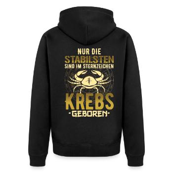 Sternzeichen Krebs Krebse Spruch Geschenk - Unisex Premium Bio Zip Hoodie - Schwarz - Hinten - Nico (187cm)