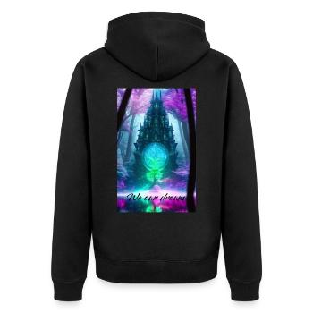 We can dream - Unisex Premium Organic Zip Hoodie - black - Back - Nico (187cm)