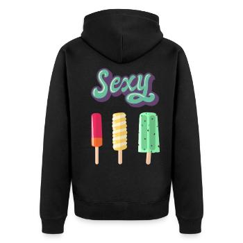 Glace Sexy Années 80 - Veste à capuche bio Premium Unisexe - noir - Dos - Nico (187cm)